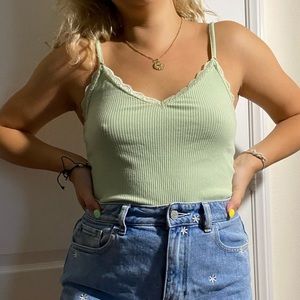 lace trim tank top